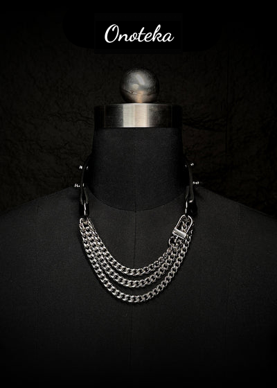 Onoteka[Spiked Breathless] Black Collar With Spikes Stylish Pulling Choker Necklace Spikes