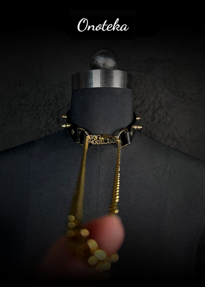 Onoteka[Spiked Breathless] Black Collar With Spikes Stylish Pulling Choker Necklace Spikes