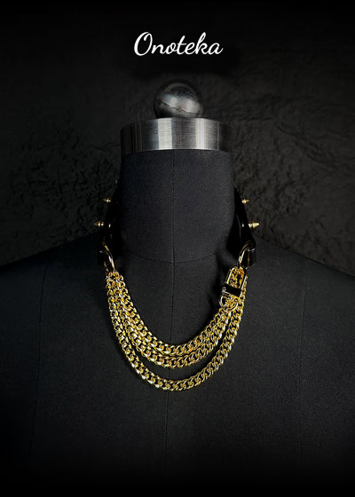 Onoteka[Spiked Breathless] Black Collar With Spikes Stylish Pulling Choker Necklace Spikes