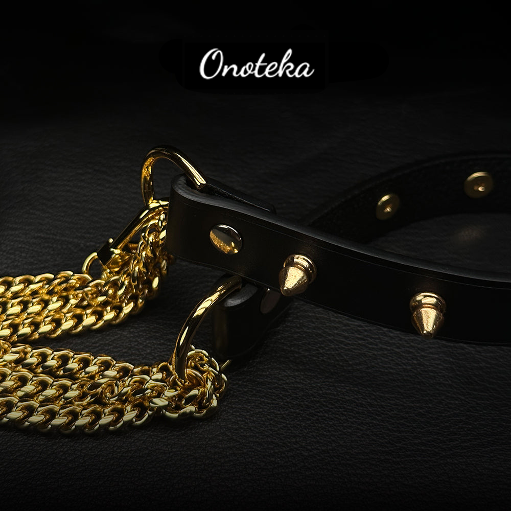 Onoteka[Spiked Breathless] Black Collar With Spikes Stylish Pulling Choker Necklace Spikes