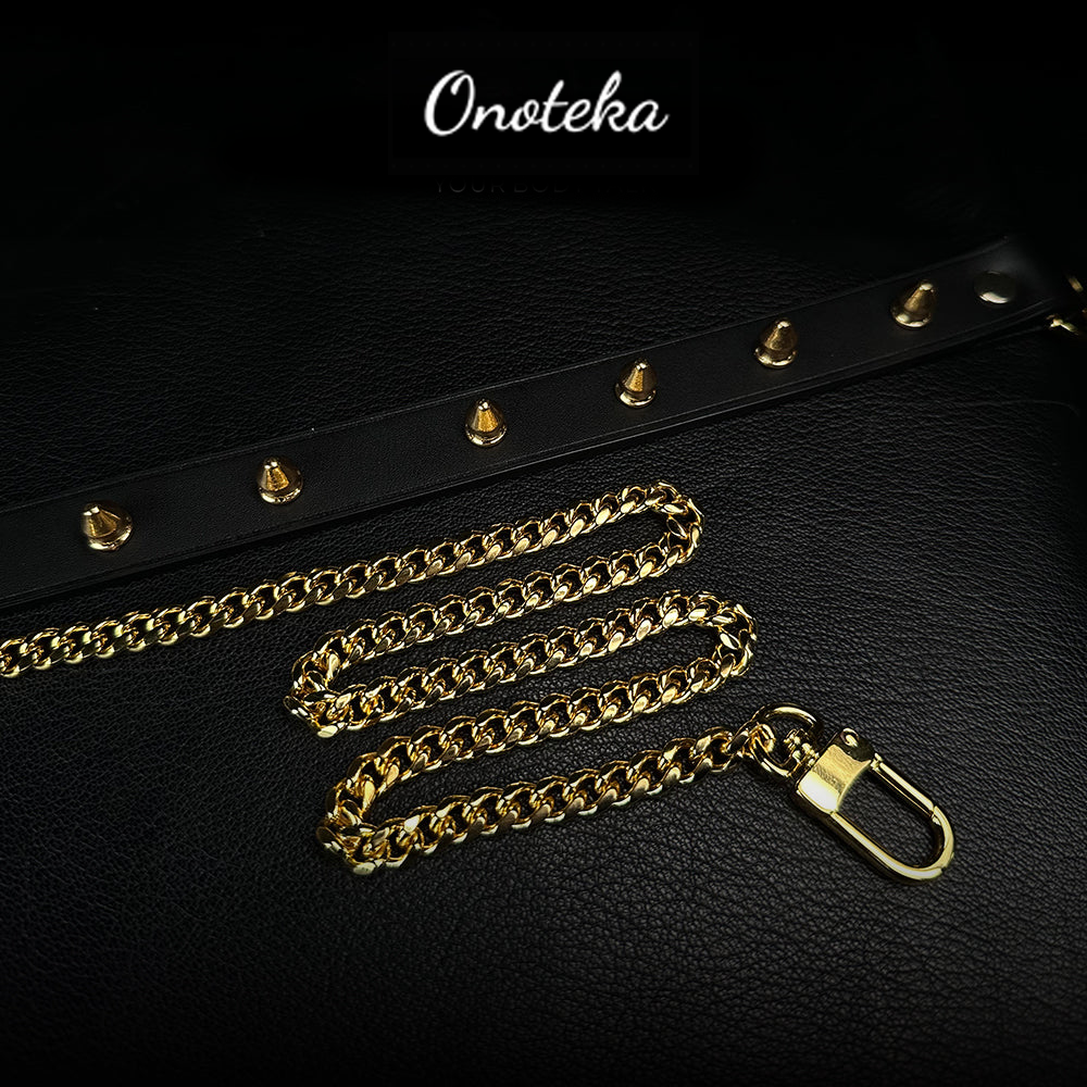 Onoteka[Spiked Breathless] Black Collar With Spikes Stylish Pulling Choker Necklace Spikes