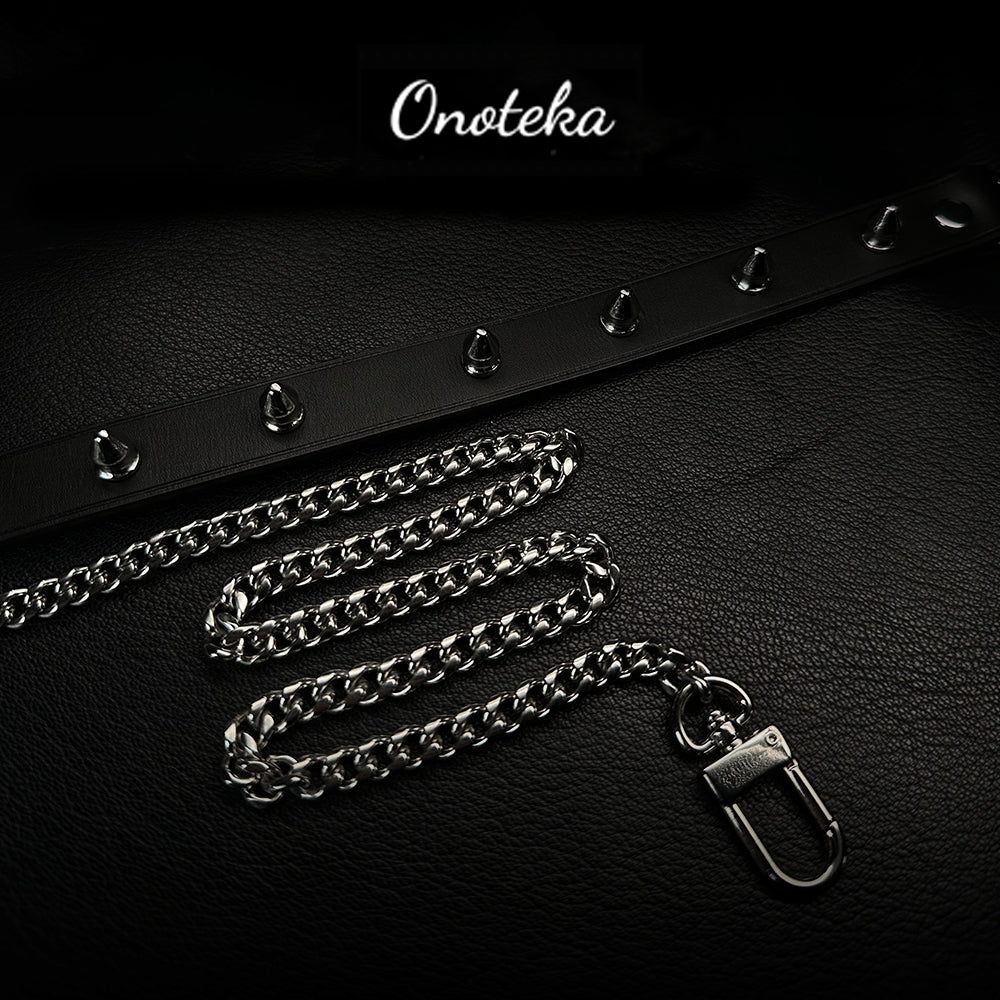 Onoteka[Spiked Breathless] Black Collar With Spikes Stylish Pulling Choker Necklace Spikes